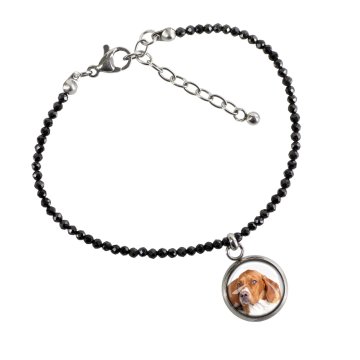 Pointer I - Personalizowana bransoletka ze zdjęciem pupila - czarne spinele, stal chirurgiczna, regulowana długość, marki