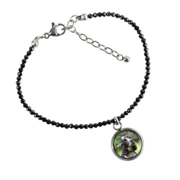 Cocker spaniel amerykański - Personalizowana bransoletka ze zdjęciem pupila - czarne spinele, stal chirurgiczna, regulowana długość, marki