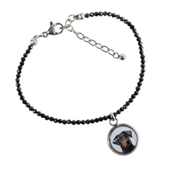 Doberman, Dobermann II - Personalizowana bransoletka ze zdjęciem pupila - czarne spinele, stal chirurgiczna, regulowana długość, marki