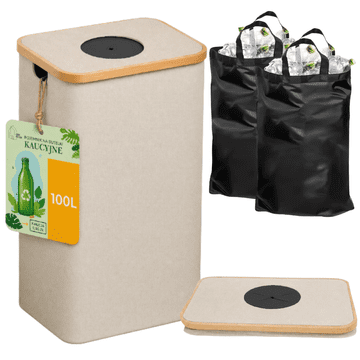DE KOŠARA ZA POVRATNE BOCE, UKRUTLJENA, SKLOPIVA, ECRU, 100 L [CONTAINER5]