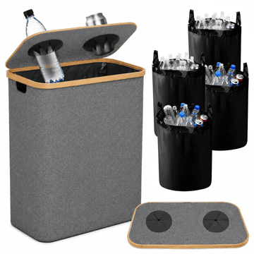 DE KOŠARA ZA POVRATNE BOCE, UKRUTLJENA, SKLOPIVA, SIVA 160 L [CONTAINER12]