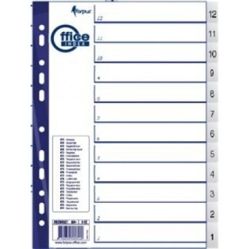 Forpus Separation sheets A4, 12-1 numbers, plastic
