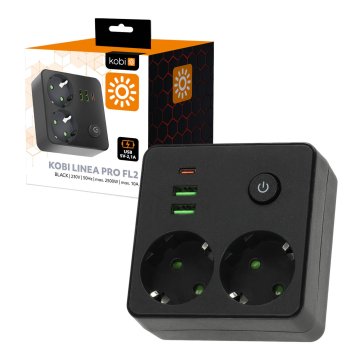 GH Rozgałęźnik PRO FL2 2x gniazdo Schuko 2x USB-A + USB-C z wyłącznikiem biały