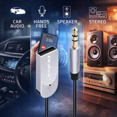 Qoltec Bezprzewodowy adapter odbiornik dźwięku Audio HiFi Home&Car| Bluetooth 6.0 | 2 x RCA | 1 x AUX MiniJack 3.5mm| USB | Mikrofon