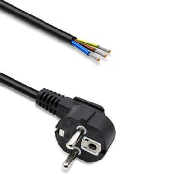 Qoltec Kabel zasilający | wtyczka kątowa SCHUKO CEE 7/7 (E/F) | miedź Cu | odizolowany lutowany | 3x0.75 mm² | 1.5m