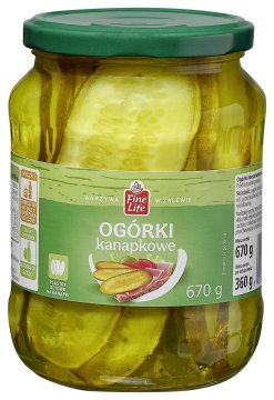 Fine Life Ogórki konserwowe w plastrach w zalewie 670g -
