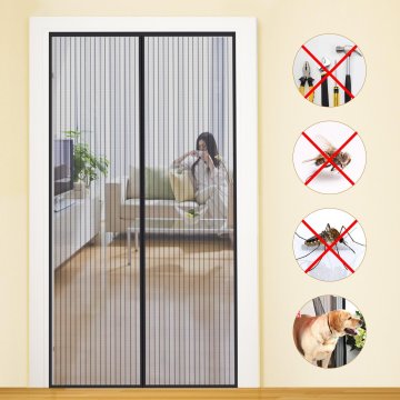 Moskitiera na drzwi 90x210 magnetyczna siatka kurtyna czarna w paski