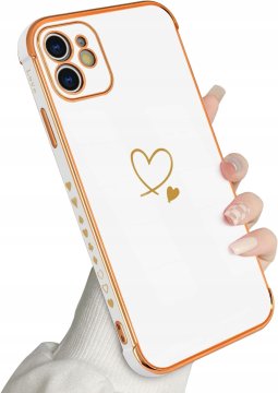 K+ Etui iPhone 12 Silikonowe Złote Serce galwanizowane błyszczące Ochronne