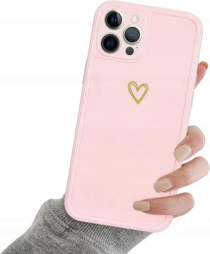 K+ Etui iPhone 12 Pro Max Różowe Złote Serca silikon Ochronne Obudowa