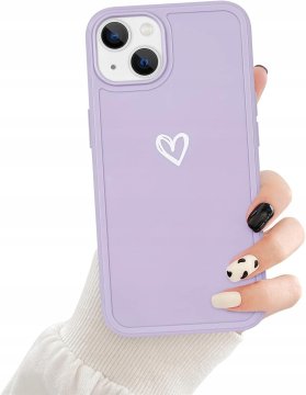 K+ Etui iPhone 13 6,1" Fioletowe Serca Silikonowe urocze Newseego Ochronne