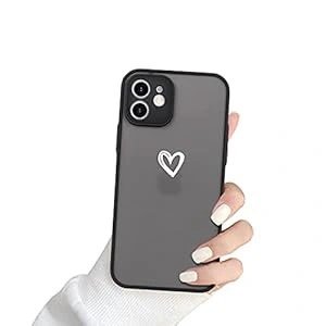 K+ Etui iPhone 12 Newseego Czarne matowe z sercem slim i elastyczne Obudowa