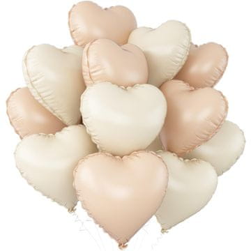 K+ Balony foliowe serca 45 cm kremowe karmelowe 12 sztuk