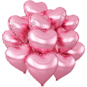 K+ Balony foliowe serca jasnoróżowe 45 cm 12 sztuk