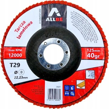 Tarcza listkowa lamelka 125mm P40 T29 drewno metal INOX