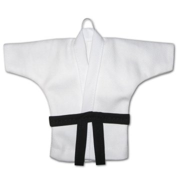 B.U. Mini karategi kimono privjesak bijeli KARATE AIKIDO JUDO