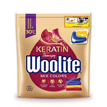 RECKITT Woolite Żelowe kapsułki do prania z keratyną do kolorów 33 szt