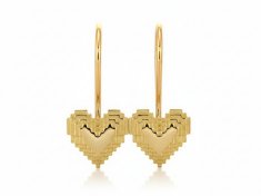 Kolczyki złote kobiece 585 serca błyszczące na biglu 17.2mm x 7.7mm 1.28g