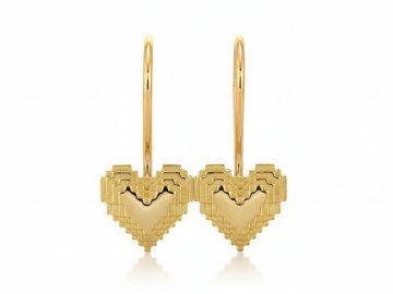 Kolczyki złote kobiece 585 serca błyszczące na biglu 17.2mm x 7.7mm 1.28g