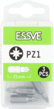 éS Bity Pozidriv PZ1 Końcówka Bit do wkrętarki 25mm 3szt