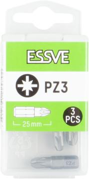 éS Bity Pozidriv PZ3 Końcówka Bit do wkrętarki 25mm 3szt