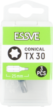 éS Bity stożkowe TX30 Torx Końcówki do wkrętarki Wkrętak Bit 25mm 3szt