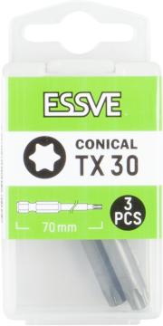 éS Bity stożkowe TX30 Torx Końcówki do wkrętarki Wkrętak Bit 70mm 3szt