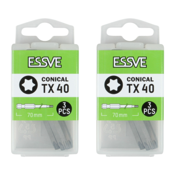 éS Bity stożkowe TX40 Torx Końcówki do wkrętarki Bit 25mm 3szt x2