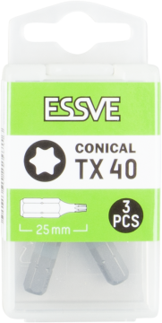 éS Bity stożkowe TX40 Torx Końcówki do wkrętarki Wkrętak Bit 25mm 3szt