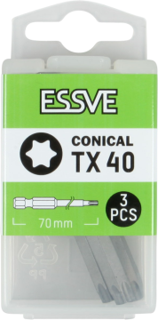 éS Bity stożkowe TX40 Torx Końcówki do wkrętarki Wkrętak Bit 25mm 3szt