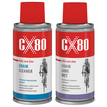 cx80 BIKE Środek do roweru Czyszczenia łańcucha + LUBE WET Mokry Smar
