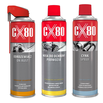 cx80 ON RUST Odrdzewiacz + CYNK SPRAY Podkład antykorozyjny + Wosk w sprayu