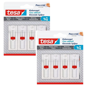 Tesa Gwóźdź wieszak haczyk samoprzylepny do 1kg obrazów tapeta tynk 4szt x2