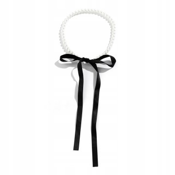 Little Angel Choker naszyjnik korale wiązane eleganckie biało czarne