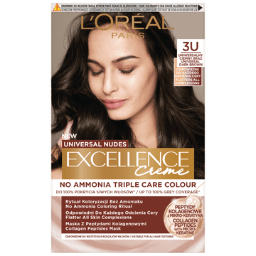 Loreal Excellence Creme Farba do włosów - 3U Uniwersalny ciemny brąz 192ml
