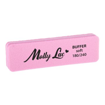 MollyLac Polerka dwustronna Buffer mini szeroka Soft 180/240 różowa 5szt