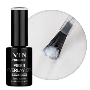 em Żel w butelce z mikrowłóknami Fiber Overlay Gel Milky Glitter 7 g