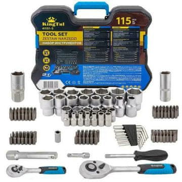 GT Zestaw narzędzi kluczy nasadowych 115el. 1/4" 1/2" 6-kątnych stal Cr-V