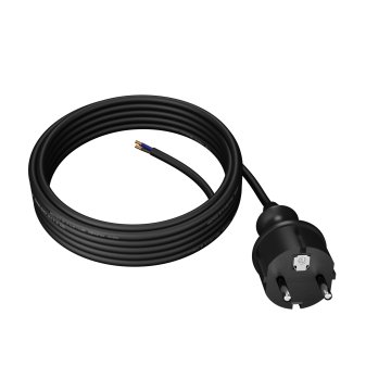 Przewód przyłączeniowy 4,5m z wtyczką prostą 250V 16A 3x1 mm² IP44 H07RN-F PP-40H czarny W-97210