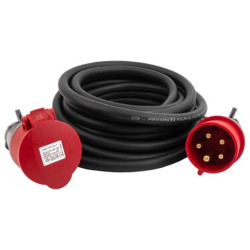 DOK Przedłużacz siłowy 10m 400V CEE 16A 5P IP44 przewód gumowy H07RN-F OnPD 5x4mm2 z rzepem ułatwiającym zwijanie przewodu DV-6708-CEE-32