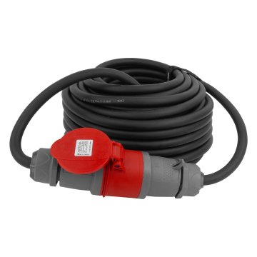 DOK Przedłużacz siłowy 25m 400V CEE 32A 5P IP44 przewód gumowy H07RN-F OnPD 5x4mm2 z rzepem ułatwiającym zwijanie przewodu DV-6715-CEE-32