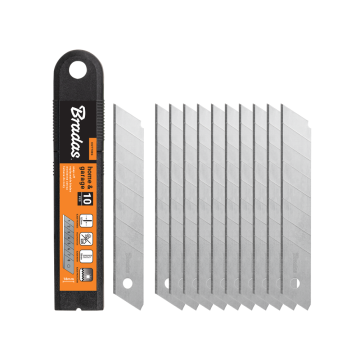 Bradas Wymienne ostrza łamane do noży 18mm NEUTRAL 10szt stalowe ostrza segmentowe ze stali węglowej DIY-KN18-NEU