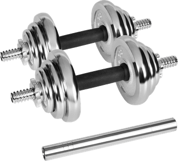 BE Hantle żeliwne chromowane regulowane w walizce z gryfem zestaw 20 kg RBA-2326-20