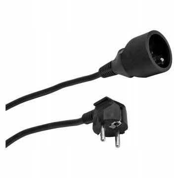 Duwi Produžni kabel, 1 utičnica s uzemljenjem, crni, 10 A, 5 m