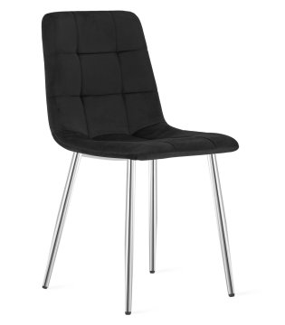 Krzesło KARA aksamit czarny / nogi chrom 1 sztuka