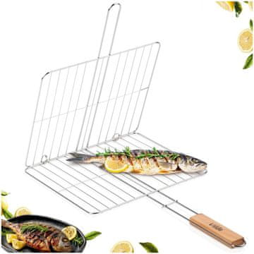 Artemis Ruszt do Grilla Mięsa Ryb Warzyw Koszyk Zamykany Stalowy Kratka 33x29 cm