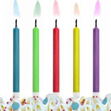 Świeczki urodzinowe magiczny kolorowy płomień 5szt.