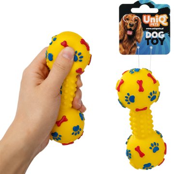Imis Zabawka dla psa z piszczałką Hantel 100kg Squeakies Żółty UniQ Pets