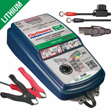 Tecmate OPTIMATE PUNJAČ LITIJEVIH 4S BATERIJA 12,8 V / 13,2 V, 10 A, 3-120 Ah, LIFEPO4 / LFP, SAE (EL)