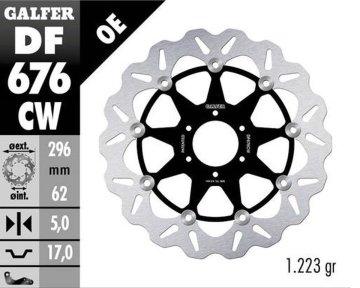 Galfer PREDNJI KOČIONI DISK HONDA CBR 600F4 '99-'00; CBR 900RR '92; VFR 800 '89-'13; CROSSRUNER X '11-'14; XL 1000V VARADERO '99-'02; GL 1800 GOLD WING '01-'17 (VALOVITO PLUTAJUĆI) (296x62x5MM)