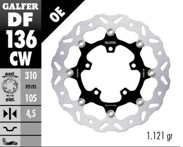 Galfer PREDNJI KOČIONI DISK HONDA CB 500X (ABS) '19-'21, CB 650R '19-'23; CBR 650R '19-'23 (VALOVITO PLUTAJUĆI) (310x105x4,5MM)
